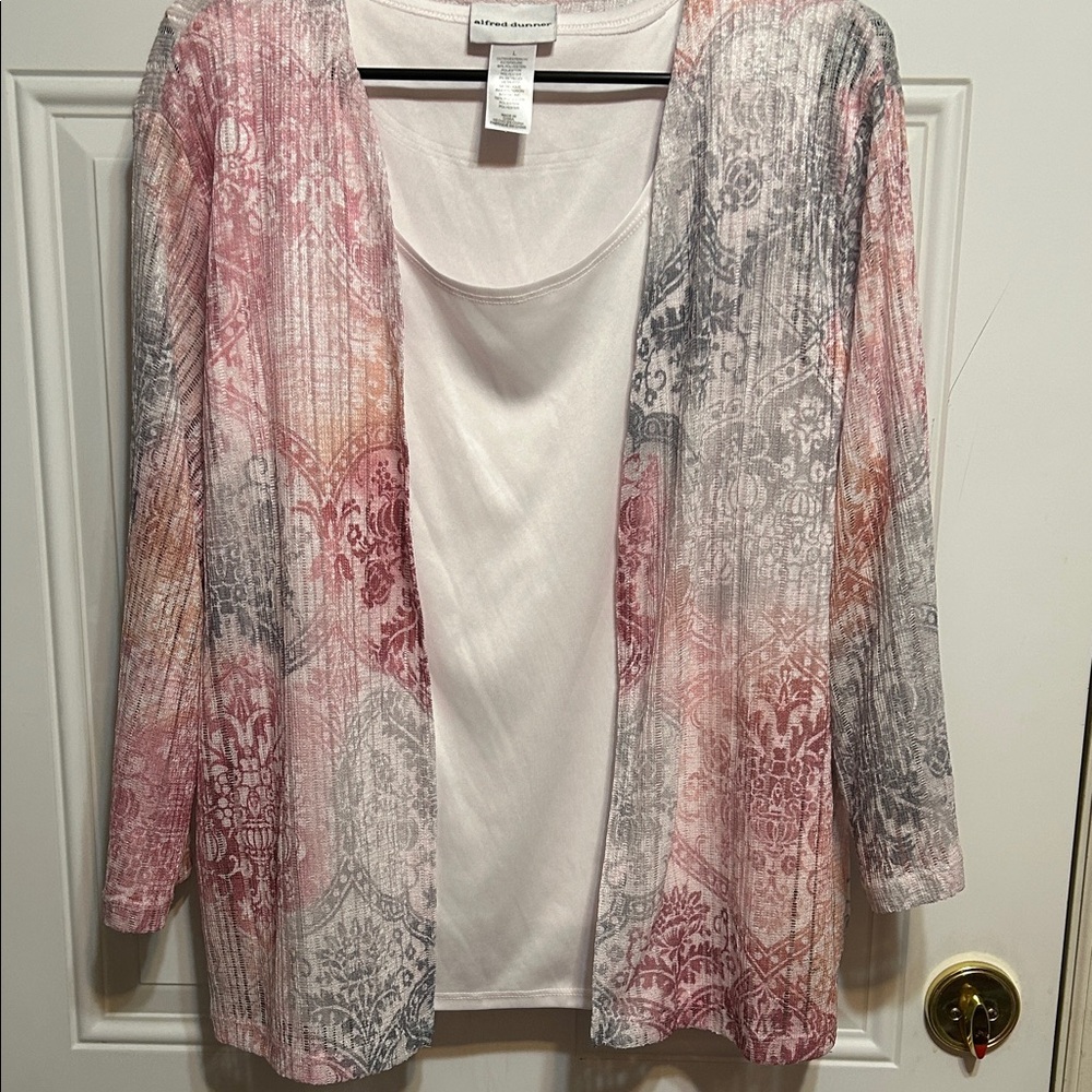 Alfred Dunner Pink and Gray Blouse